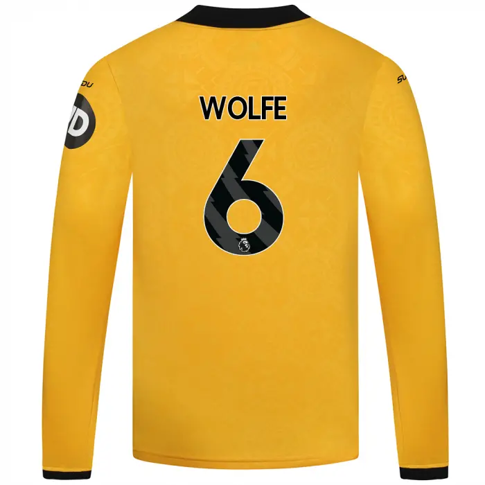 Wolverhampton Wanderers Kits Shop | 2025-26 Wolves Home Shirt – LS – Junior WOLFE 6 Wolves Jerseys and Gear